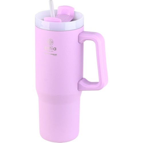 Estia Thermos Straw Tumbler XL Save the Aegean 900ml Lavender Purple 01-28640 5207158028640
