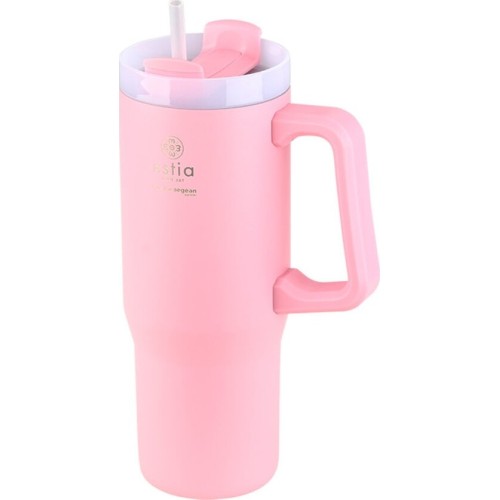 Estia Θερμός Straw Tumbler XL Save The Aegean 900Ml Blossom Rose 01-28688 5207158028688