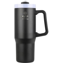 Estia Thermos Straw Tumbler XL Save the Aegean 900ml Midnight Black 01-28664 5207158028664