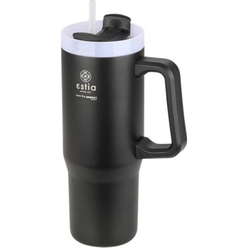 Estia Θερμός Straw Tumbler XL Save The Aegean 900Ml Midnight Black 01-28664 5207158028664