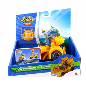 Just toys Super Wings Super Pet Free Wheel Vehicle Spinning Golden Boy And Vehicle 770310 6911400430950