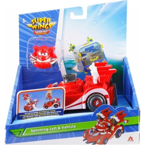 Just toys Super Wings Super Pet Free Wheel Vehicle Spinning Jett And Vehicle 770310 6911400430936