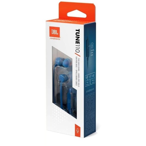 Jbl T110 Ενσύρματα Ακουστικά In-Ear Με Μικρόφωνο - Μπλε JBL1003 6925281918940