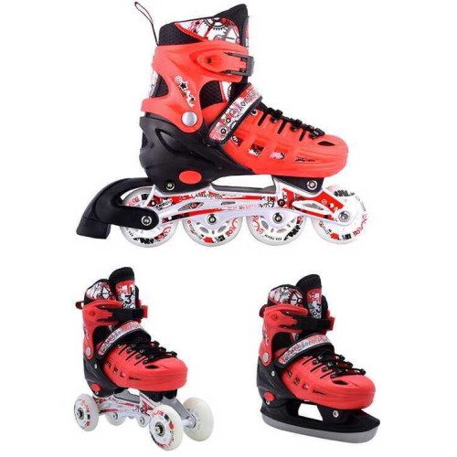 ΑΘΛΟΠΑΙΔΙΑ 10305 αυξομειούμενα πατίνια/roller skates/παγοπέδιλα 3 σε 1 - κόκκινο χρώμα κόκκινο, μέγεθος 39-42 002.10305/RIS/K/39