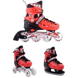 ΑΘΛΟΠΑΙΔΙΑ 10305 αυξομειούμενα πατίνια/roller skates/παγοπέδιλα 3 σε 1 - κόκκινο χρώμα κόκκινο, μέγεθος 35-38 002.10305/RIS/K/35