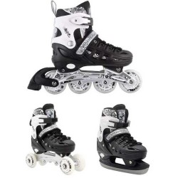 ΑΘΛΟΠΑΙΔΙΑ 10305 Adjustable Roller Skates/ice Skates 3 in 1 - Black Color Black, Size 35-38 002.10305/RIS/M/35 9985777005421