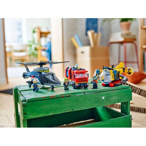 LEGO City Συλλογή Με Ελικόπτερο, Πυροσβεστικό Φορτηγό & Υποβρύχιο 60462 5702017812625