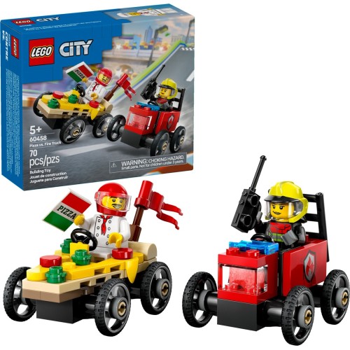 LEGO City Πακέτο Αγωνιστικών Αυτοκινήτων - Φορτηγάκι Πίτσας Vs. Πυροσβεστικό Φορτηγό 60458 5702017812588