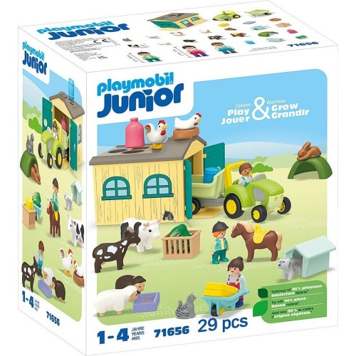 Playmobil Junior: Farm Adventure With Tractor, Trailer, And Animal Friends 71656 4008789716566