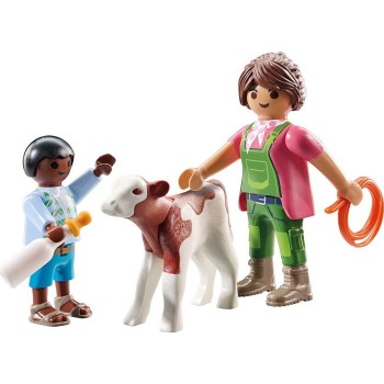 Playmobil Duo_pack Farmer With Calf 71803 4008789718037