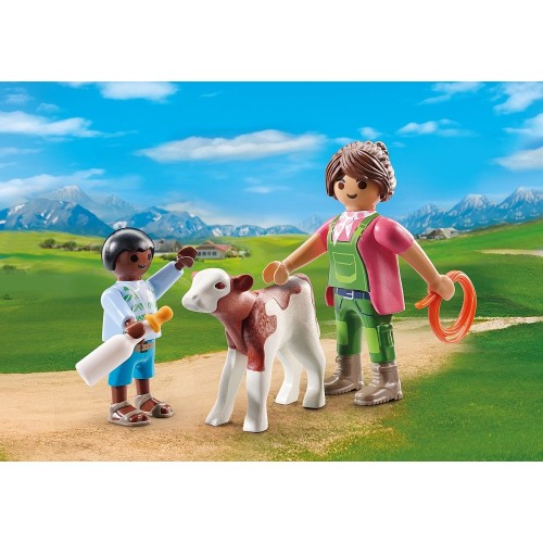 Playmobil Duo_pack Duopack Αγρότισσα Και Παιδάκι Με Μοσχαράκι 71803 4008789718037