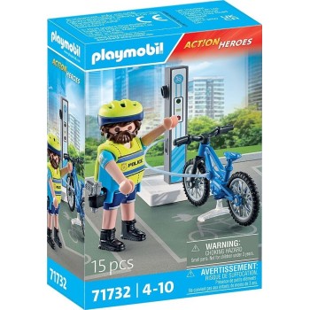 Playmobil Action Heroes Αστυνόμος Με Ηλεκτρικό Ποδήλατο 71732 4008789717320