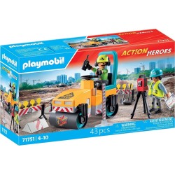 Playmobil Action Heroes Οδοστρωτήρας Και Εργάτες 71751 4008789717511