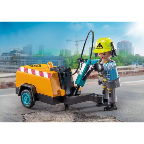 Playmobil Action Heroes Εργάτης Με Κομπρεσέρ 71752 4008789717528