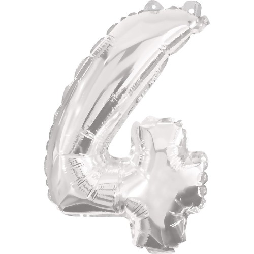 PROCOS 91198 Number 4 Foil Balloon Silver Foil 86 Cm 091198 5201184911983