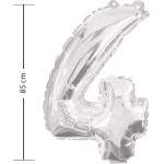 PROCOS 91198 Number 4 Foil Balloon Silver Foil 86 Cm 091198 5201184911983
