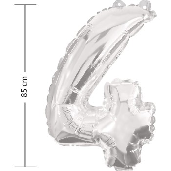 PROCOS Μπαλόνια Decorata Silver Foil 86 EK. Νούμερο 4 Μπαλόνι Ασημί 091198 5201184911983