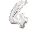 PROCOS 91198 Number 4 Foil Balloon Silver Foil 86 Cm 091198 5201184911983