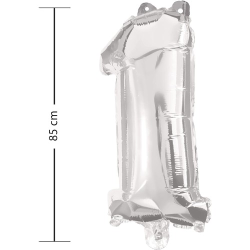 PROCOS Μπαλόνια Decorata Silver Foil 86 EK. Νούμερο 1 Μπαλόνι 091195 5201184911952