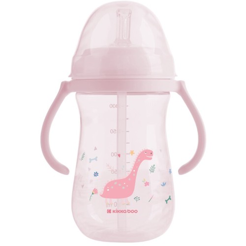 KikkaBoo Cup With Silicone Straw - Dino World, Pink, 300 Ml 31302030076 3800171212526
