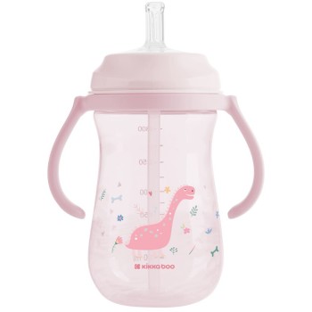 KikkaBoo Cup With Silicone Straw - Dino World, Pink, 300 Ml 31302030076 3800171212526