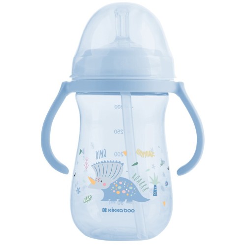KikkaBoo Κύπελλο Με Καλαμάκι Σιλικόνης  - Dino World, Μπλε 300 Ml 31302030078 3800171212533