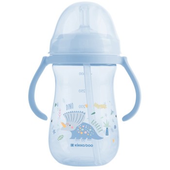 KikkaBoo Κύπελλο Με Καλαμάκι Σιλικόνης  - Dino World, Μπλε 300 Ml 31302030078 3800171212533