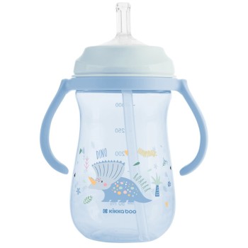 KikkaBoo Κύπελλο Με Καλαμάκι Σιλικόνης  - Dino World, Μπλε 300 Ml 31302030078 3800171212533