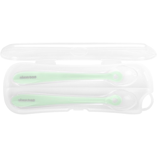 KikkaBoo Silicone Baby Spoon set -2 Pieces, Mint Color 31302040064 3800171204750