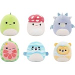 Jazwares Micromallows - Σετ 6Τμχ Λούτρινα 6Εκ Squishmallows - Danny Dinosaur, Dane Dragon, Malcolm Mushroom, Lena Guava Fruit, L