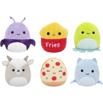 Jazwares Micromallows - Σετ 6Τμχ Λούτρινα 6Εκ Squishmallows Axel Beetle, Lune Loch Ness Monster, Floyd French Fries, Orphie Octo