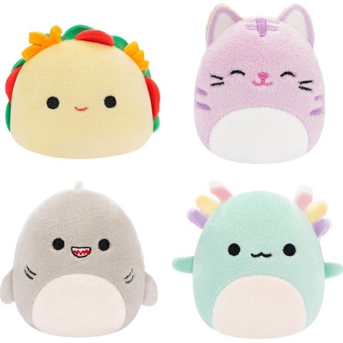 Jazwares Micromallows - Σετ 4Τμχ Λούτρινα 6Εκ Squishmallows - Gordon Shark, Tex Taco, Tabitha Cat, Irina Axolotl  JWSM0003 19172