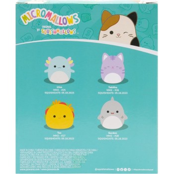 Jazwares Micromallows - Set Of 4 6Cm Squishmallows - Gordon Shark, Tex Taco, Tabitha Cat, Irina Axolotl  JWSM0003 191726747949