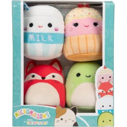 Jazwares Micromallows - Set Of 4 6Cm Squishmallows Clara Cupcake, Fifi Fox, Henry Turtle, Melly Milk Carton (SQMM0007) JWSM0003 