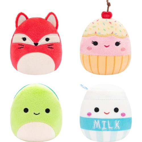 Jazwares Micromallows - Σετ 4Τμχ Λούτρινα 6Εκ Squishmallows Clara Cupcake, Fifi Fox, Henry Turtle, Melly Milk Carton (SQMM0007) 