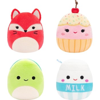 Jazwares Micromallows - Σετ 4Τμχ Λούτρινα 6Εκ Squishmallows Clara Cupcake, Fifi Fox, Henry Turtle, Melly Milk Carton (SQMM0007) 