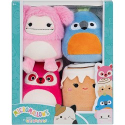 Jazwares Micromallows - Σετ 4Τμχ Λούτρινα 6Εκ Squishmallows Brina Bigfoot, Chanel Cinnamon Roll, Lucia Lemur, Tenise Parrot (SQM