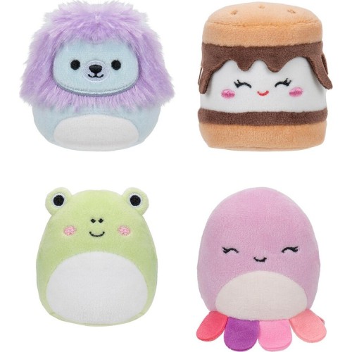 Jazwares Micromallows - Σετ 4Τμχ Λούτρινα 6Εκ Squishmallows Carmelita S'mores, Jeanne Octopus, Luciano Lion, Wendy Frog (SQMM000