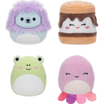 Jazwares Micromallows - Σετ 4Τμχ Λούτρινα 6Εκ Squishmallows Carmelita S'mores, Jeanne Octopus, Luciano Lion, Wendy Frog (SQMM000