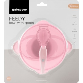 KikkaBoo Μπολ Με Κουτάλι  - Feedy, Ροζ 31302040152 3800171212601