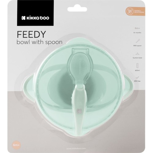 KikkaBoo Μπολ Με Κουτάλι  - Feedy, Πράσινο 31302040153 3800171212595