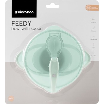 KikkaBoo Μπολ Με Κουτάλι  - Feedy, Πράσινο 31302040153 3800171212595