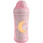 KikkaBoo Κύπελλο Με Καλαμάκι Σιλικόνης  - Moony Me, Ροζ 220 Ml 31302030079 3800171212540