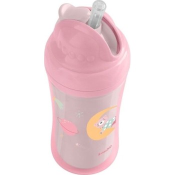 KikkaBoo Κύπελλο Με Καλαμάκι Σιλικόνης  - Moony Me, Ροζ 220 Ml 31302030079 3800171212540
