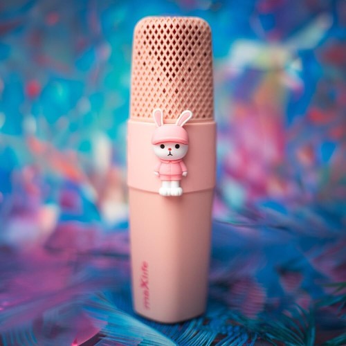 Maxlife Μικρόφωνο Karaoke Bluetooth Με Ηχείο Mxbm-500 Ροζ Rabbit Ασύρματο Ηχείο Με Μικρόφωνο 3W Συμβατό Με Iphone, Android MXBM-
