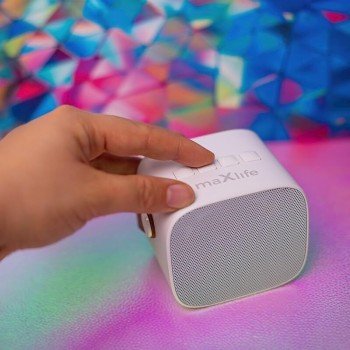 Maxlife Mxks-100 Portable Bluetooth Speaker With Wireless Microphone For Kids Adults Karaoke Electronic Toy Birthday Gift White 