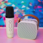 Maxlife Mxks-100 Portable Bluetooth Speaker With Wireless Microphone For Kids Adults Karaoke Electronic Toy Birthday Gift White 
