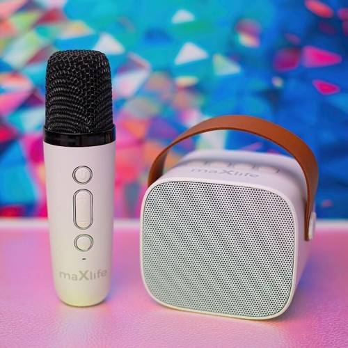 Maxlife Σύστημα Karaoke Με Ασύρματo Μικρόφωνo Mxks-100 Φορητό Ηχείο Bluetooth Ηλεκτρονικό Παιχνίδι Λευκό MXKS-100W 5900495094124
