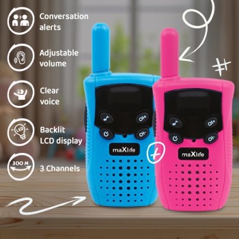 Maxlife Walkie Talkies For Kids Blue-Pink - 3 Safe Channels - Set Of 2 Walkie Talkies - Long Distance Walkie Talkies - Outdoor G