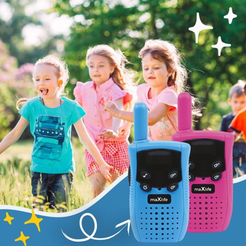 Maxlife Walkie Talkies Για Παιδιά Μπλε-Ροζ - 3 Ασφαλή Κανάλια - Σετ 2 Walkie Talkies Walkie Talkies Μεγάλων Αποστάσεων MXWT-100B